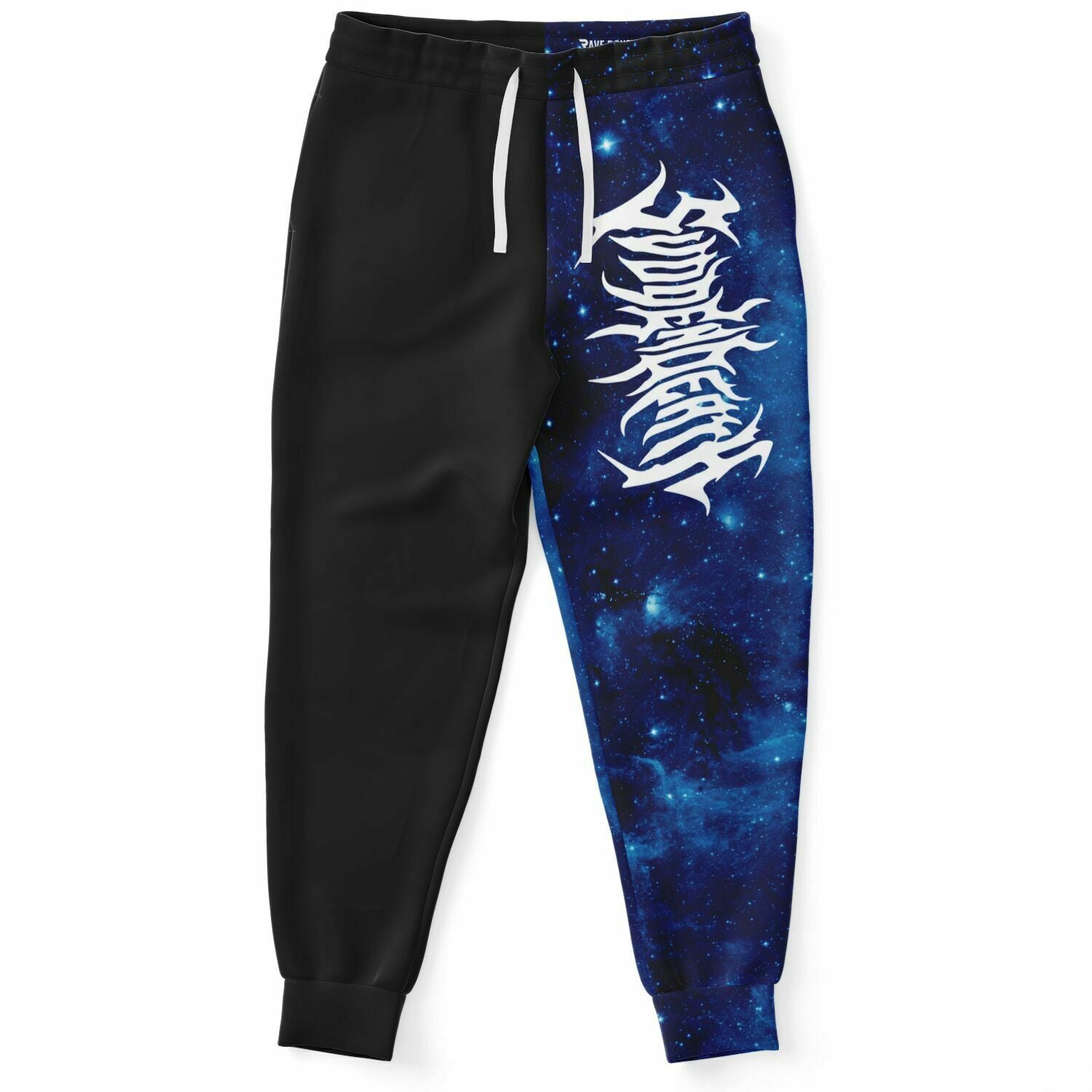 A black and blue Chase R custom Jogger with an image of a galaxy on them.