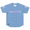 Light sky blue rave baseball jersey with Ultra Vice City script front view