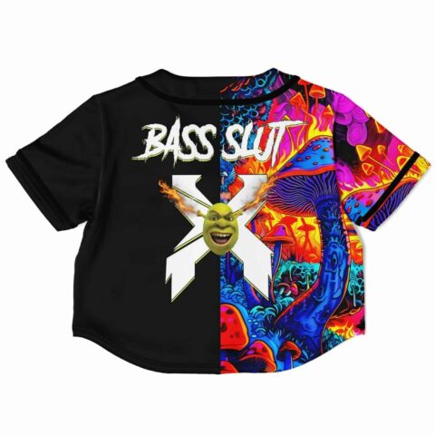 Back view of Jazzy baseball jersey with bold text and playful graphics