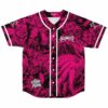Hot pink dense horror rave baseball jersey with Mellodeath lettering and Keep It Mello script