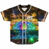 festival baseball jersey with fireworks and mainstage crowd print front view