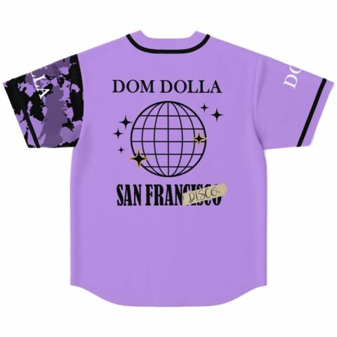 Lavender jersey back view with disco globe graphic and San Francisco Disco text
