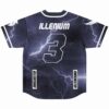 Dark navy jersey back view with lightning storm print and text ILLENIUM 3 MANCHESTER