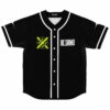 Black rave baseball jersey with neon green Sable Valley X logo and RL Grime text
