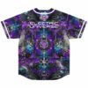 Back view reading Electric Universe with sacred geometry mandala and cosmic purple pattern