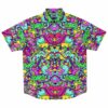 Vibrant rave button-down shirt with colorful psychedelic abstract patterns