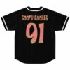 Black baseball jersey back with Goofy Goober 91 text and spotted number print