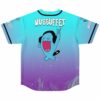Back view of teal purple ombre jersey with Wubbuffet text and rocking cartoon creature graphic