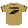 Back view of tan festival jersey with BERGLING text and split triangle emblem below collar