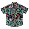 Colorful floral and eye rave button-down shirt with floral and eye graphic design