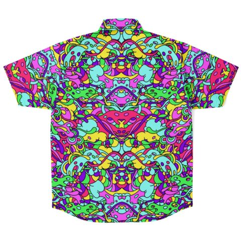 Back view showcasing intricate, colorful abstract psychedelic designs