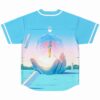 Sky blue rave jersey back view showing giant hand and floating figure inside glass orb