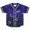 Purple fractal feather print baseball jersey with bubbles and GRiZ logo front view