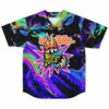 Oil slick swirl rave baseball jersey with the Fellas EDC 2024 patch front view