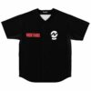 Black rave baseball jersey with red NGHTMRE text and white crystal ball logo on chest