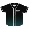 Black to teal ombre baseball jersey front view with boxed DJ name print