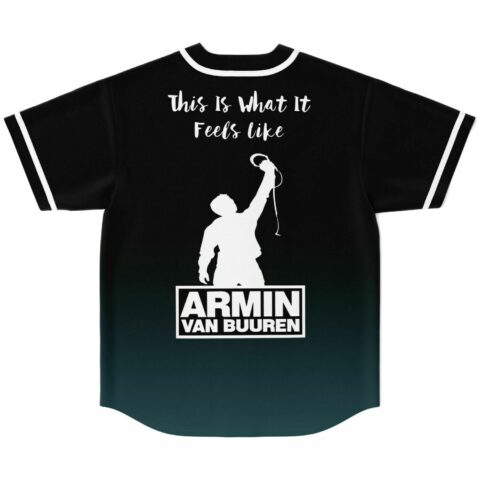 Back view of jersey with silhouette performer graphic and This Is What It Feels Like