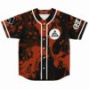 Burnt orange liquid marble rave baseball jersey with white circle mountain logo front view