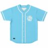 Light sky blue baseball jersey with retro Flower Power daisy print front view
