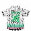 Cracked glass pattern hoodie jersey with green Miss Dre kanji text on back