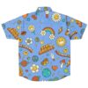 Back of the retro pattern rave button-down shirt with vibrant retro designs