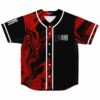 Black red liquid marble rave baseball jersey with Two Kind chest print front view