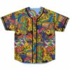 Reversible side showing psychedelic mushroom and jellyfish print in bold rainbow colors