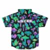 Back view of the neon mushroom print jersey with text reading lszee across the shoulders