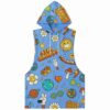Colorful psychedelic floral rave sleeveless hoodie with peace symbols and flowers