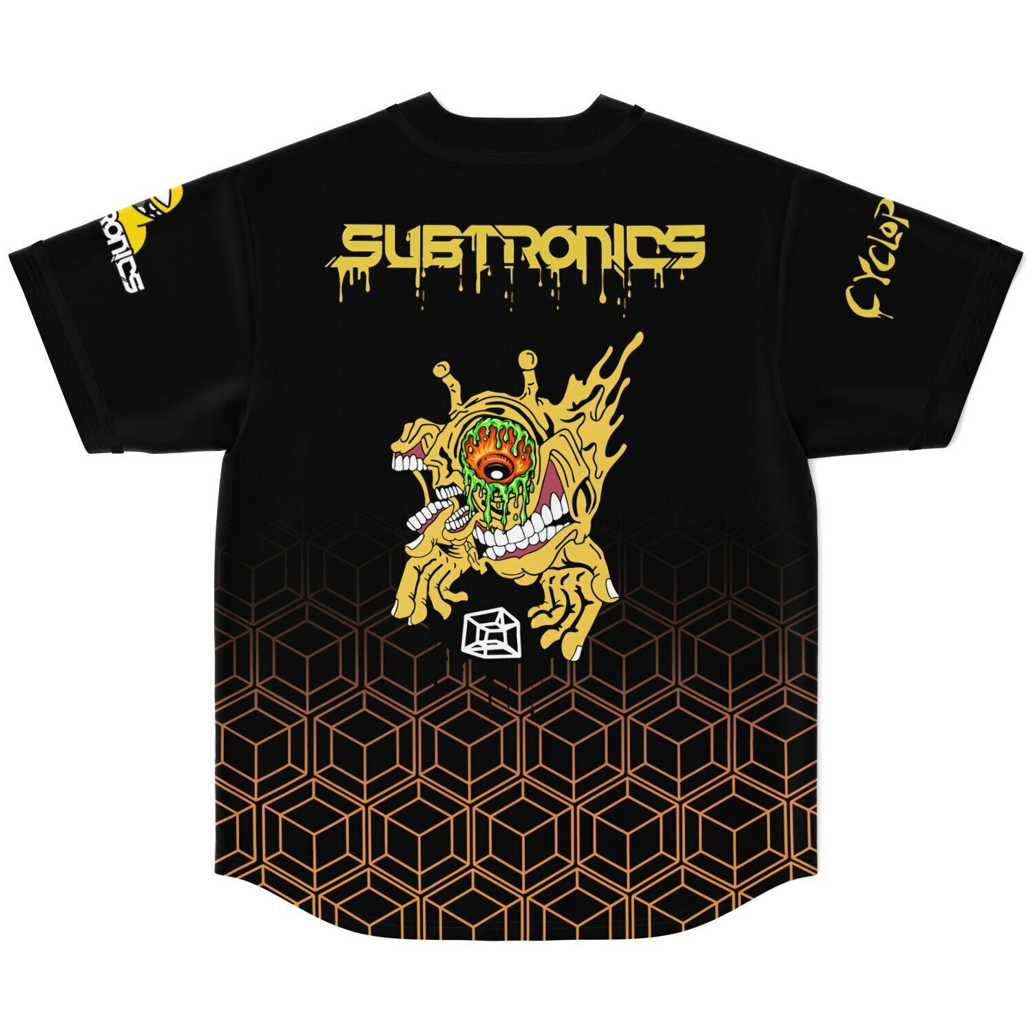 Subtronics Black Orange 'Cyclops' One Rave Baseball Jersey - Image 2