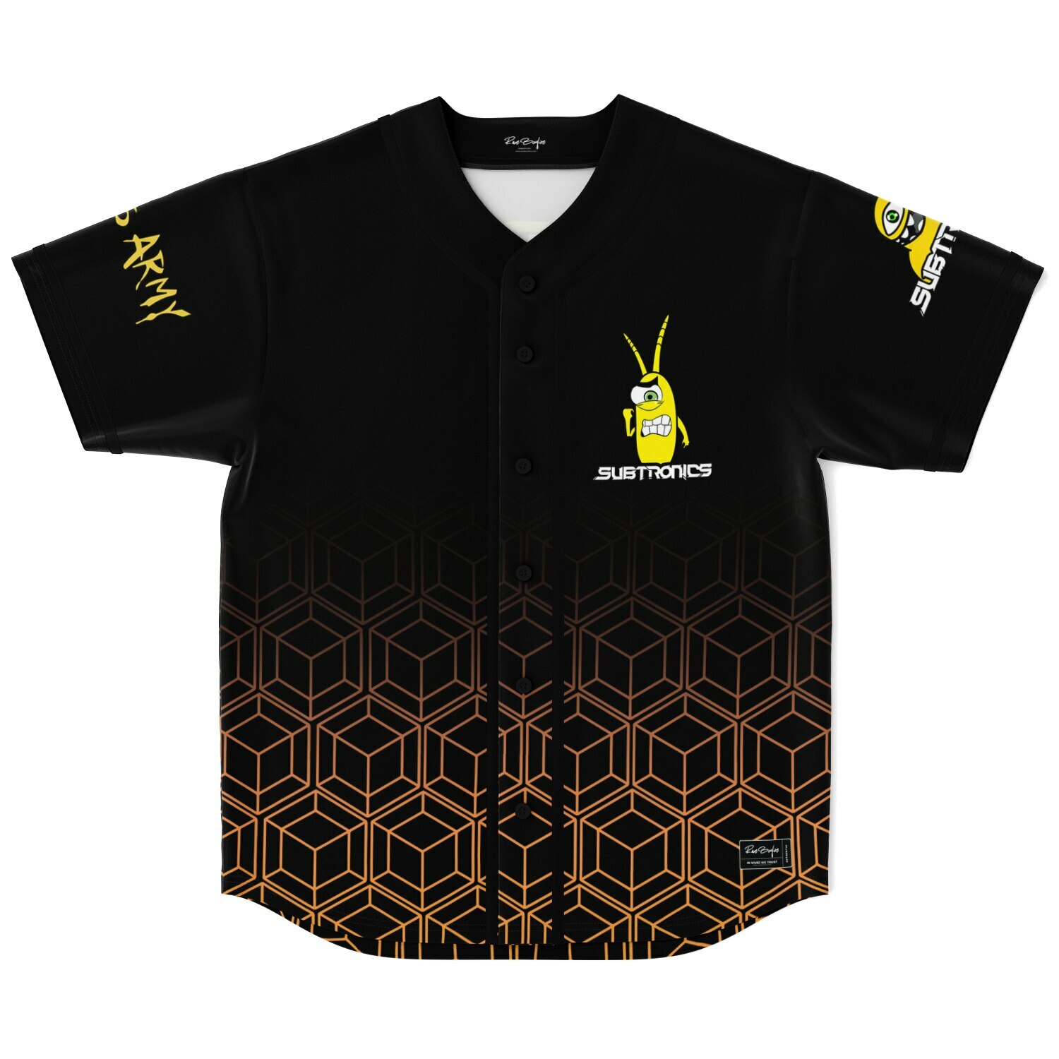 Subtronics Black Orange 'Cyclops' One Rave Baseball Jersey
