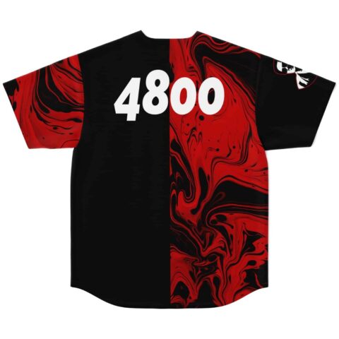 Black red liquid marble baseball jersey back with 4800 number print