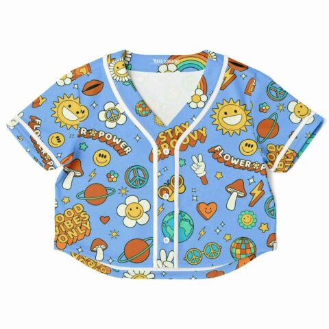 Front view of a cropped rave baseball jersey