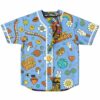 Flower Power baseball jersey with Good Vibes Only and Stay Groovy text on light blue