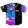 Half black half galaxy nebula print baseball jersey front with Dillon Francis text