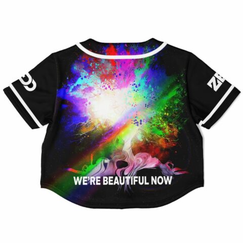Cropped baseball jersey back with colorful abstract design
