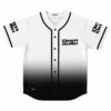 Black and white ombre baseball jersey with gothic blackletter Dom Dolla text on chest