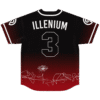 Black and red gradient jersey back view with ILLENIUM number 3 and scribbled flower design
