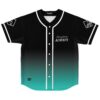 Black to teal ombre baseball jersey with Everything Always text front view