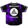 Purple black liquid marble rave baseball jersey back flat lay with pyramid logo and I