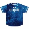Deep blue nebula print jersey with Chime halo logo across the upper back