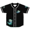 Black holographic rave jersey with aurora wolf pup and heart patches front view
