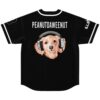 Black rave baseball jersey back with headphone dachshund graphic and PEANUTDAWEENUT text