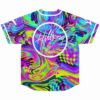 Neon swirl checkerboard print jersey back with circular Hillsong logo graphic
