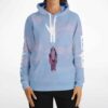 Close-up front view of cloud hoodie with hovering hand design