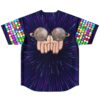 Reversible jersey back in navy with starburst rays and festival crowd sunglasses print