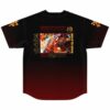 Anime-inspired battle graphic rave jersey back view with fight scene panels and kanji text