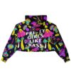 Cropped hoodie with vibrant psychedelic mushroom and floral design