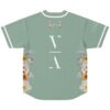 Sage floral rave jersey back view showing bold V A lettering and Lane 8 signature