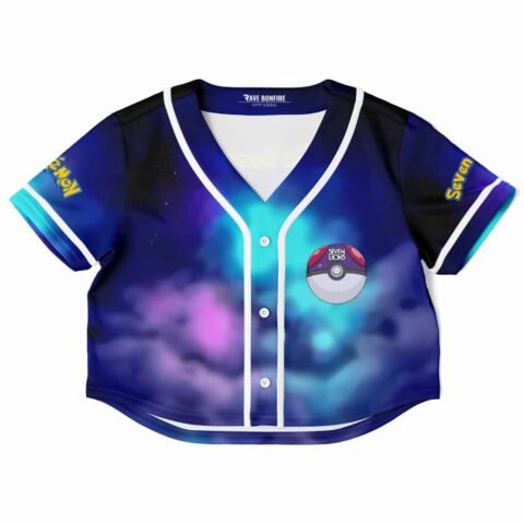Vibrant cropped jersey featuring galaxy-inspired background graphics